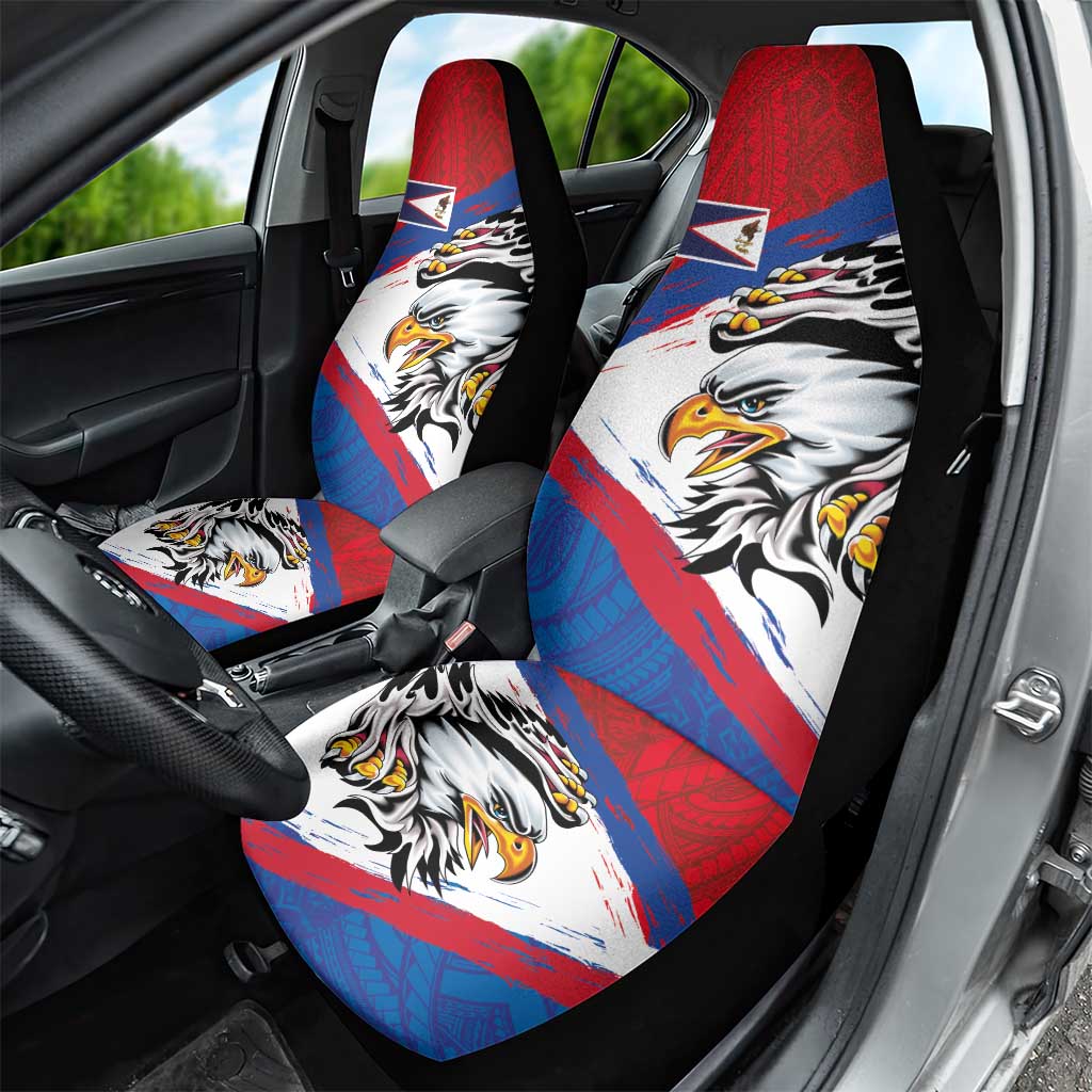 American Samoa Flag Day Car Seat Cover Polynesian Art Geometric with Flag Brush Style LT03 - Polynesian Pride
