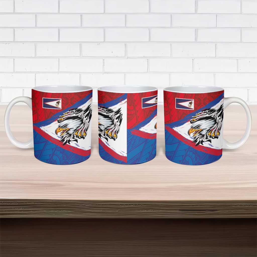 American Samoa Flag Day Ceramic Mug Polynesian Art Geometric with Flag Brush Style LT03 - Polynesian Pride