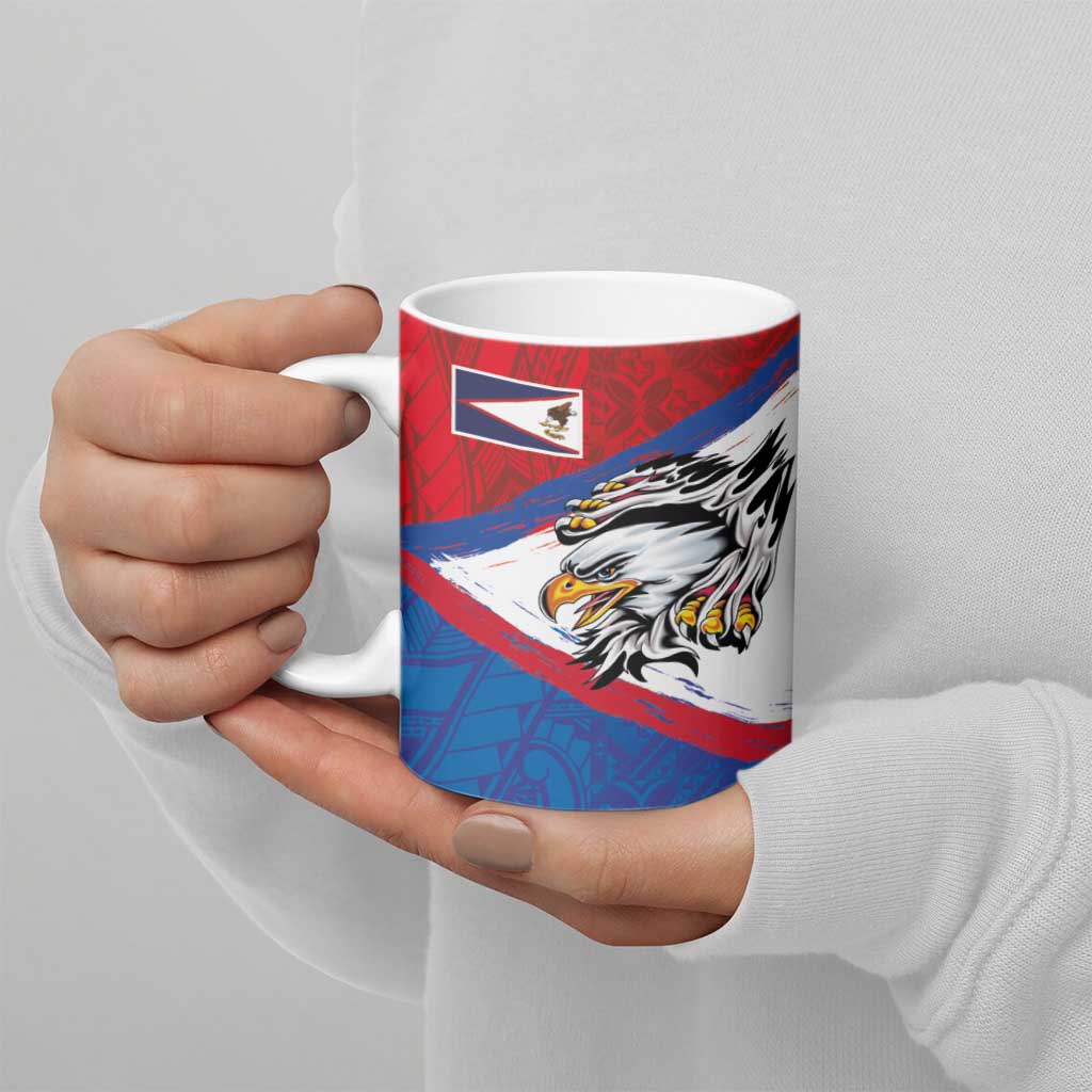 American Samoa Flag Day Ceramic Mug Polynesian Art Geometric with Flag Brush Style LT03 - Polynesian Pride
