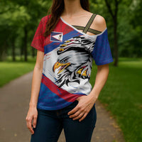 American Samoa Flag Day Cross Shoulder Shirt Polynesian Art Geometric with Flag Brush Style LT03 - Polynesian Pride