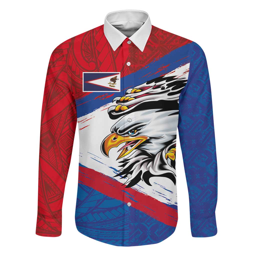 American Samoa Flag Day Family Matching Off The Shoulder Long Sleeve Dress and Hawaiian Shirt Polynesian Art Geometric with Flag Brush Style