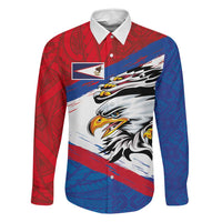American Samoa Flag Day Family Matching Summer Maxi Dress and Hawaiian Shirt Polynesian Art Geometric with Flag Brush Style
