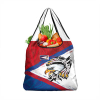 American Samoa Flag Day Grocery Bag Polynesian Art Geometric with Flag Brush Style LT03 1-pack One Size Multicolor - Polynesian Pride