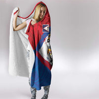 American Samoa Flag Day Hooded Blanket Polynesian Art Geometric with Flag Brush Style LT03 - Polynesian Pride