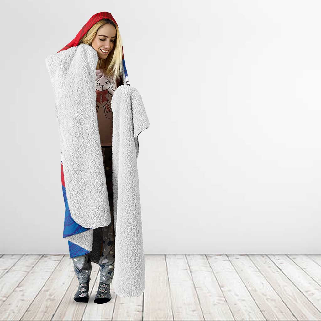 American Samoa Flag Day Hooded Blanket Polynesian Art Geometric with Flag Brush Style LT03 - Polynesian Pride