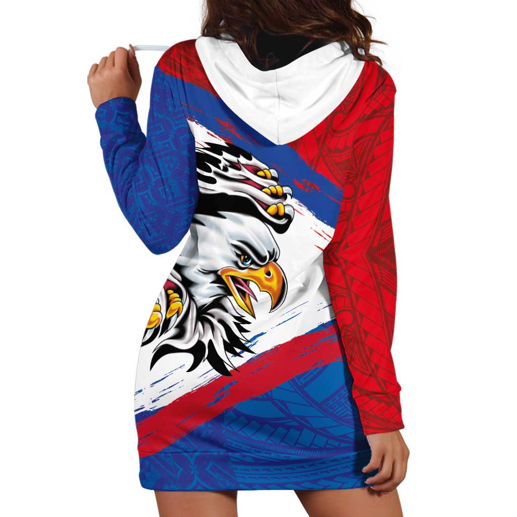 American Samoa Flag Day Hoodie Dress Polynesian Art Geometric with Flag Brush Style LT03 - Polynesian Pride