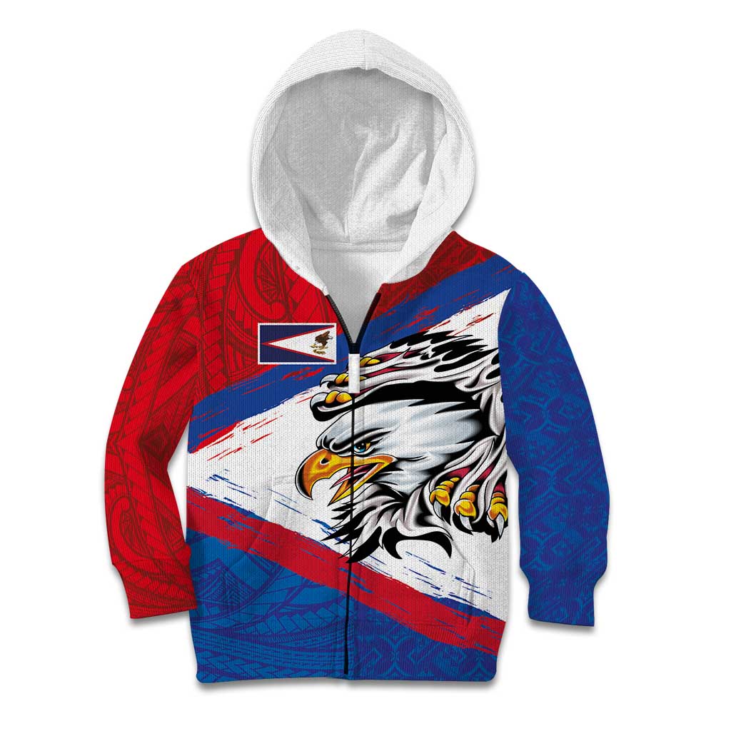 American Samoa Flag Day Kid Hoodie Polynesian Art Geometric with Flag Brush Style