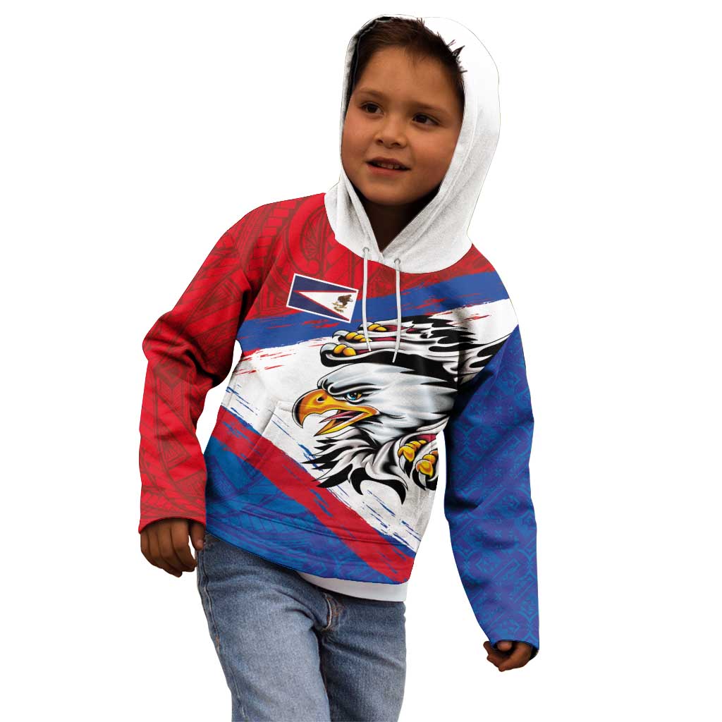 American Samoa Flag Day Kid Hoodie Polynesian Art Geometric with Flag Brush Style