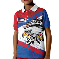 American Samoa Flag Day Kid Polo Shirt Polynesian Art Geometric with Flag Brush Style