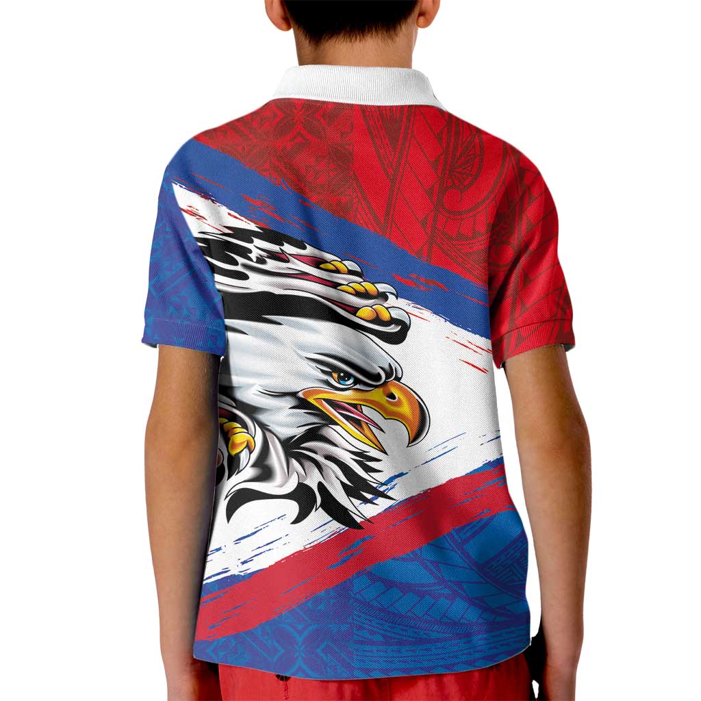 American Samoa Flag Day Kid Polo Shirt Polynesian Art Geometric with Flag Brush Style