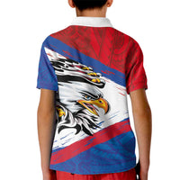 American Samoa Flag Day Kid Polo Shirt Polynesian Art Geometric with Flag Brush Style