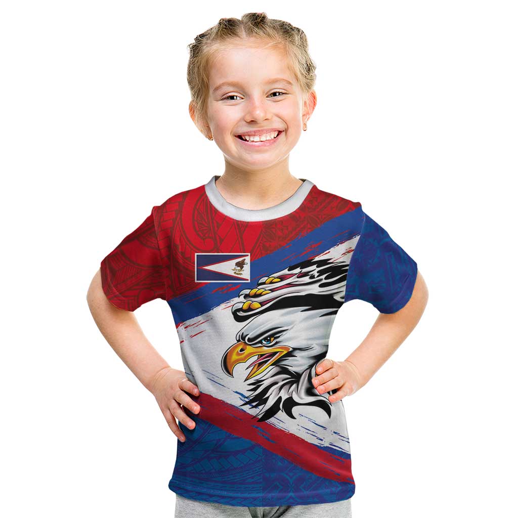 American Samoa Flag Day Kid T Shirt Polynesian Art Geometric with Flag Brush Style LT03 Multicolor - Polynesian Pride