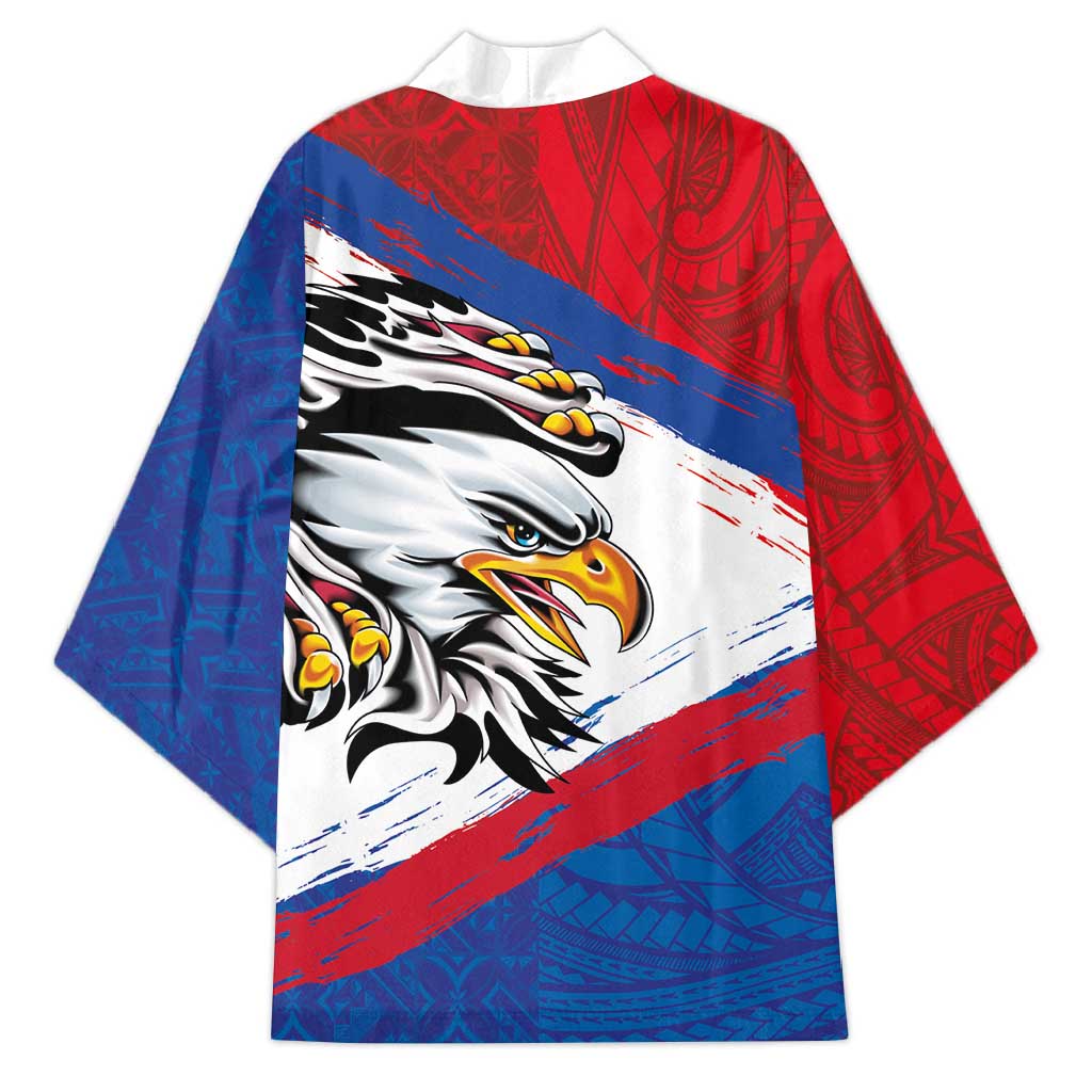 American Samoa Flag Day Kimono Polynesian Art Geometric with Flag Brush Style LT03 - Polynesian Pride