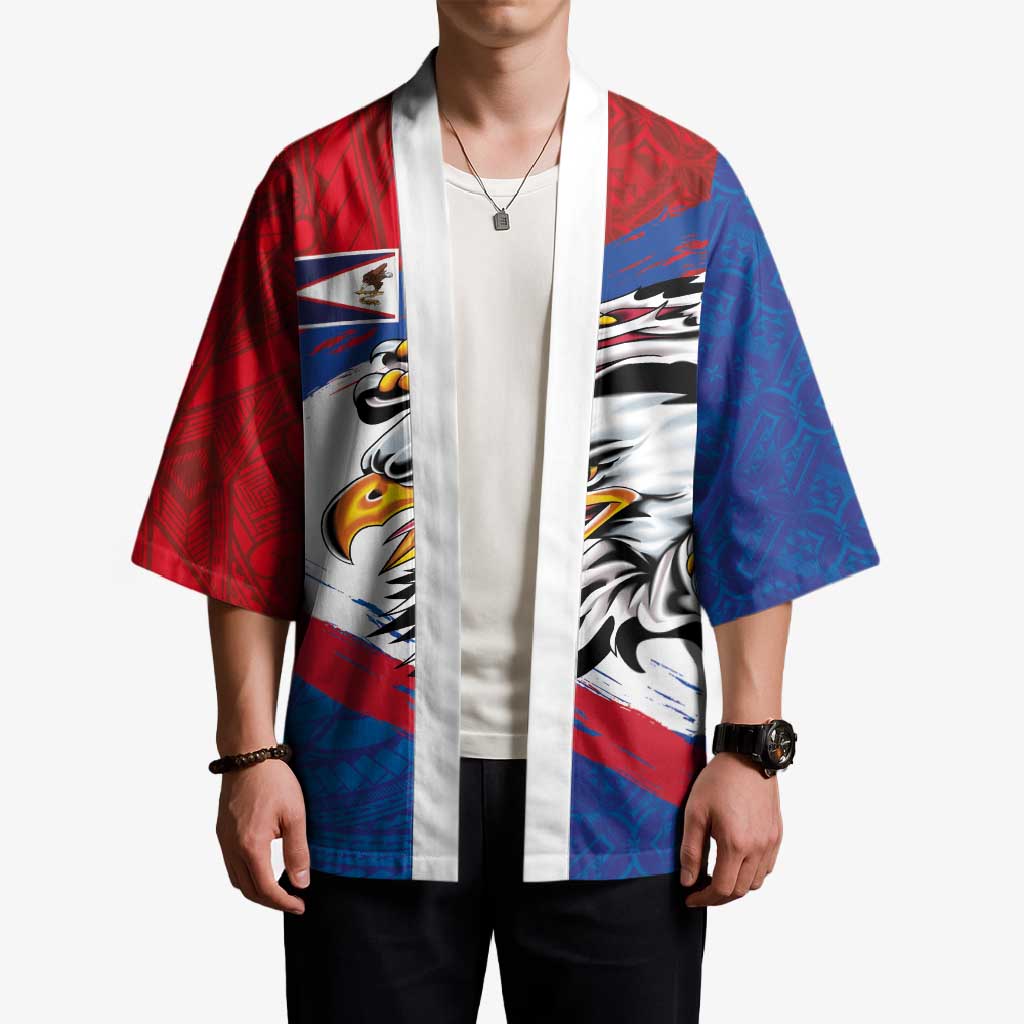American Samoa Flag Day Kimono Polynesian Art Geometric with Flag Brush Style LT03 - Polynesian Pride