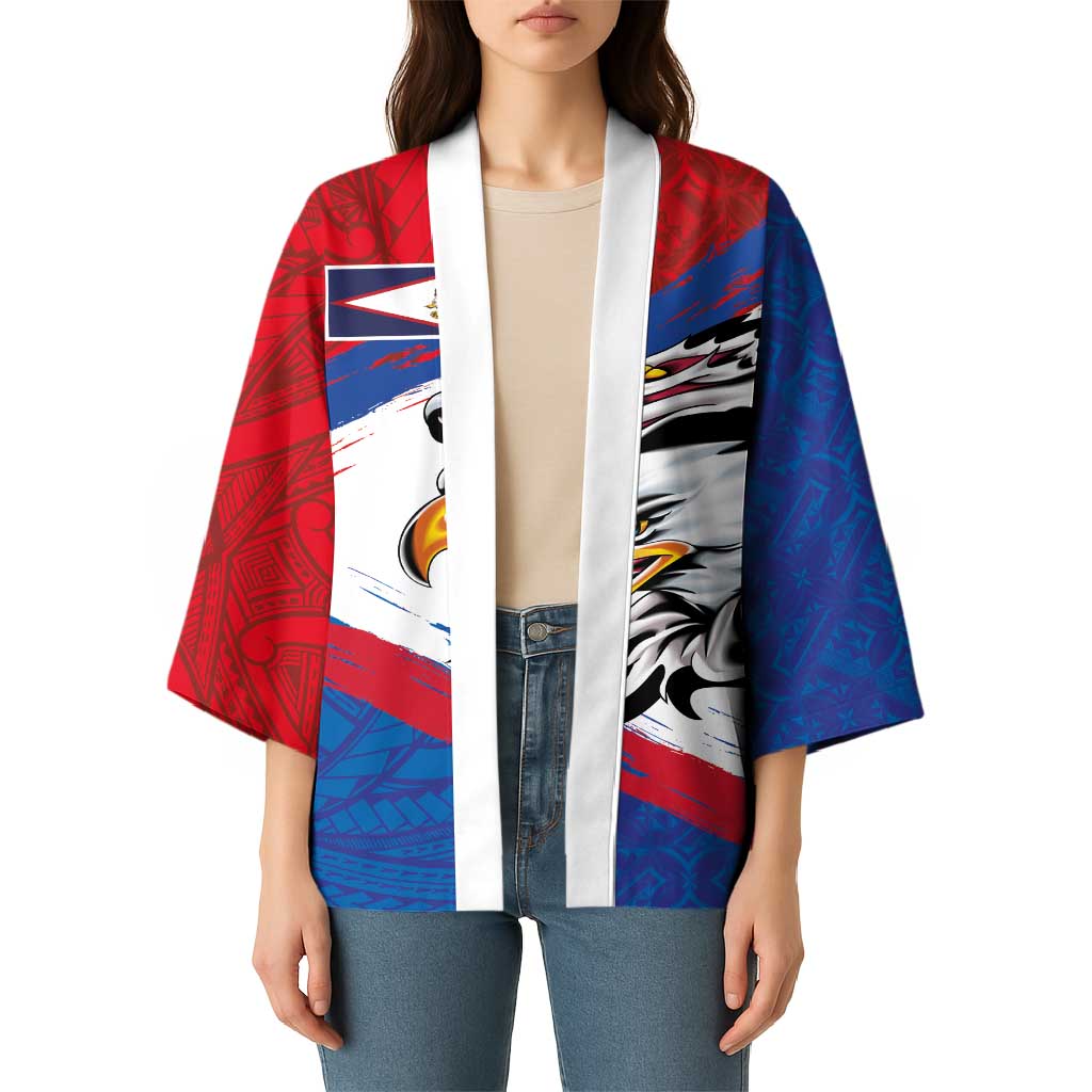 American Samoa Flag Day Kimono Polynesian Art Geometric with Flag Brush Style LT03 - Polynesian Pride