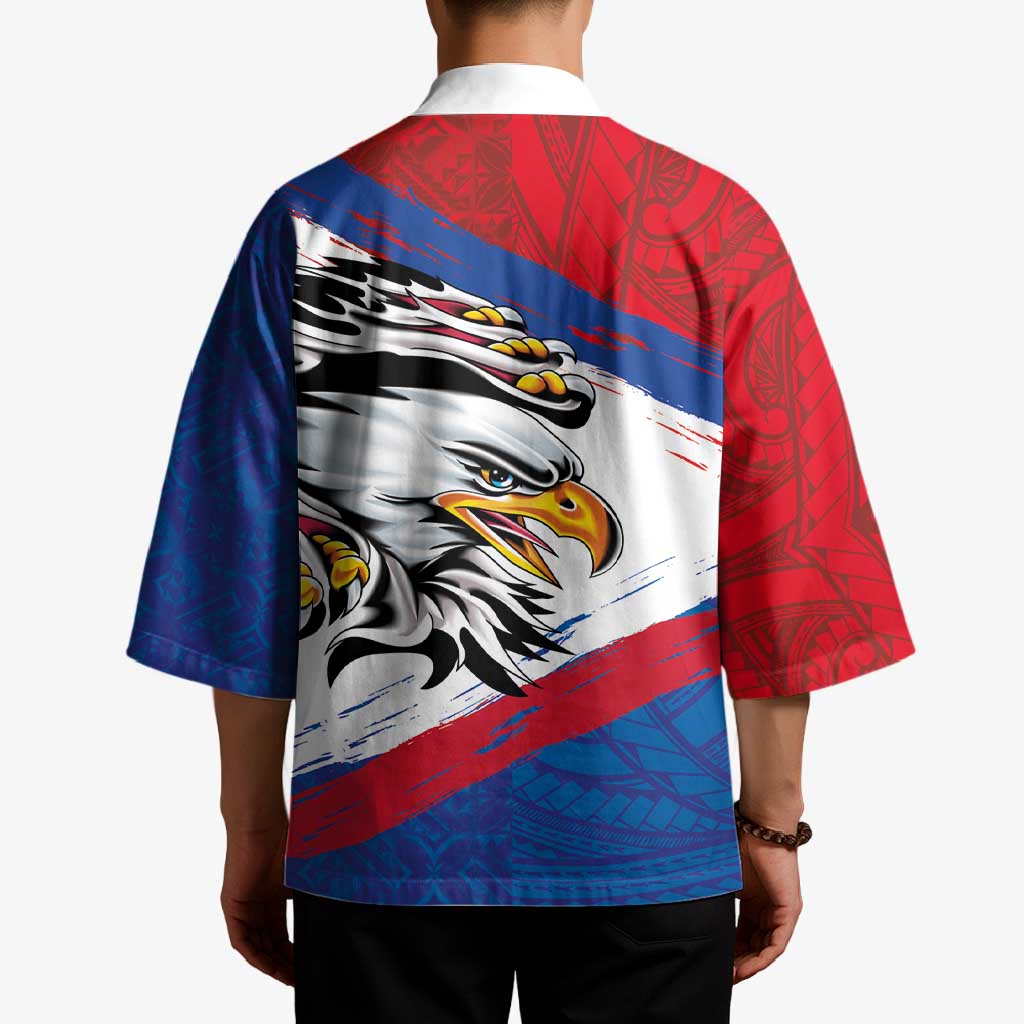 American Samoa Flag Day Kimono Polynesian Art Geometric with Flag Brush Style LT03 - Polynesian Pride