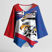 American Samoa Flag Day Kimono Sleeve Blouse Polynesian Art Geometric with Flag Brush Style LT03 Female Multicolor - Polynesian Pride