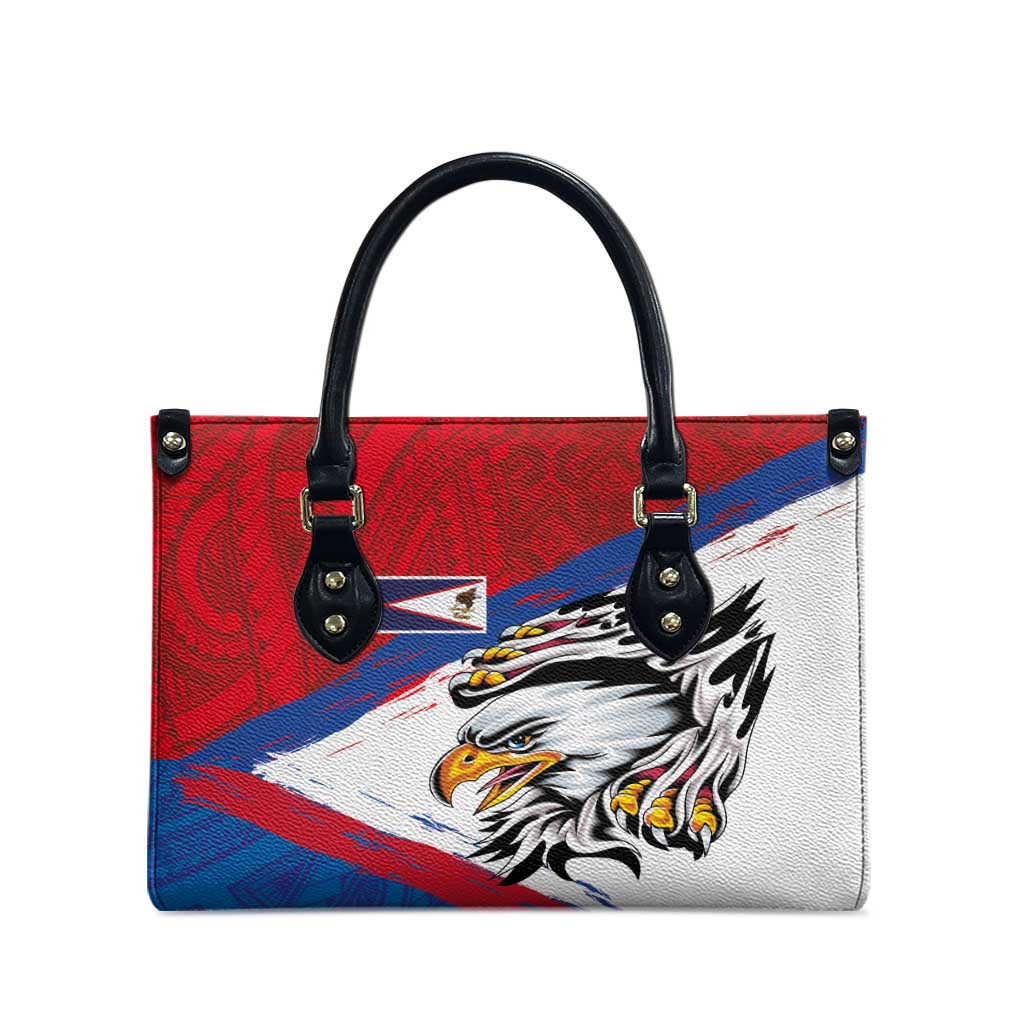 American Samoa Flag Day Leather Bag Polynesian Art Geometric with Flag Brush Style LT03 - Polynesian Pride