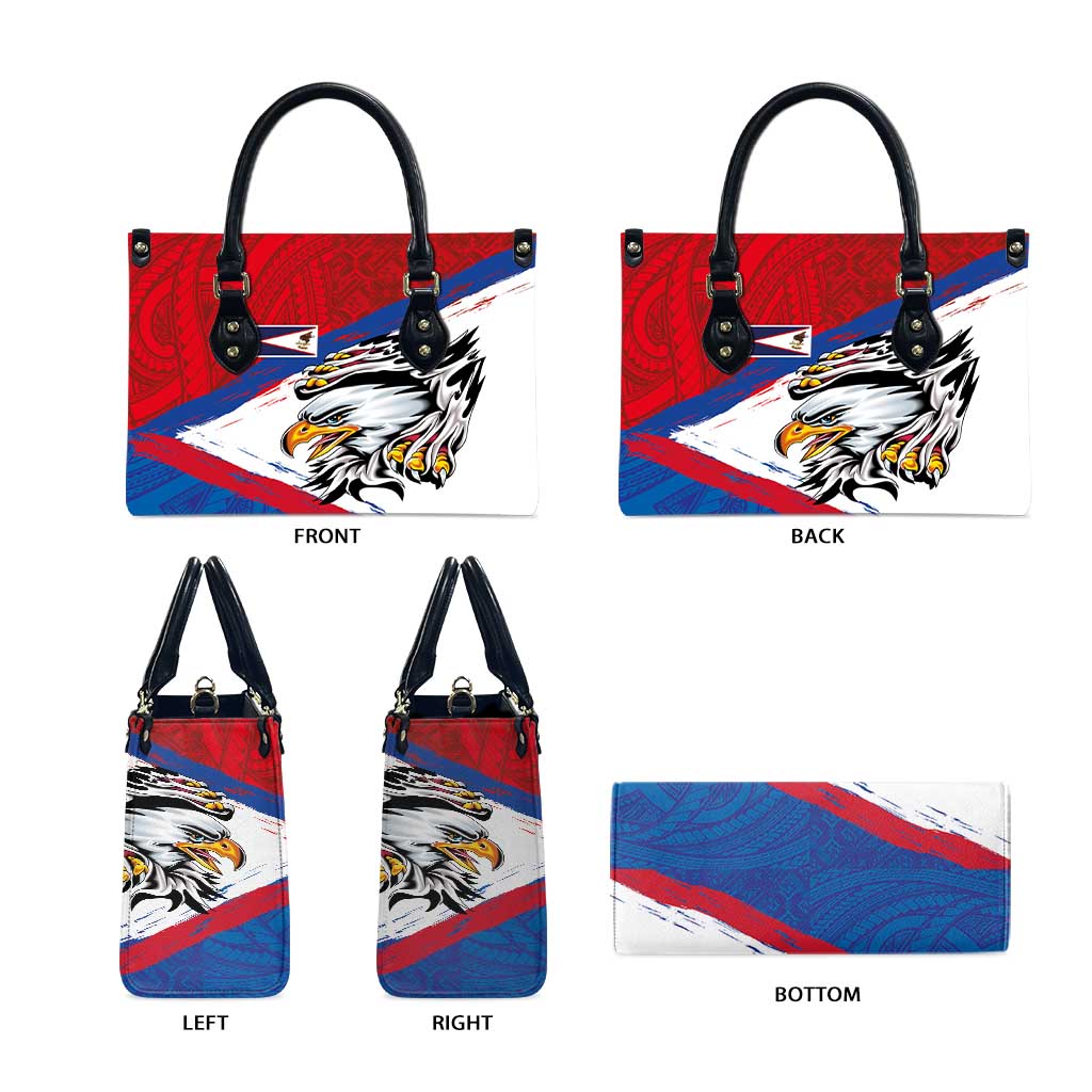 American Samoa Flag Day Leather Bag Polynesian Art Geometric with Flag Brush Style LT03 - Polynesian Pride