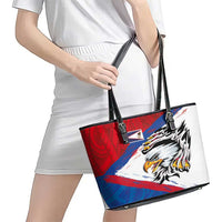 American Samoa Flag Day Leather Tote Bag Polynesian Art Geometric with Flag Brush Style LT03 - Polynesian Pride