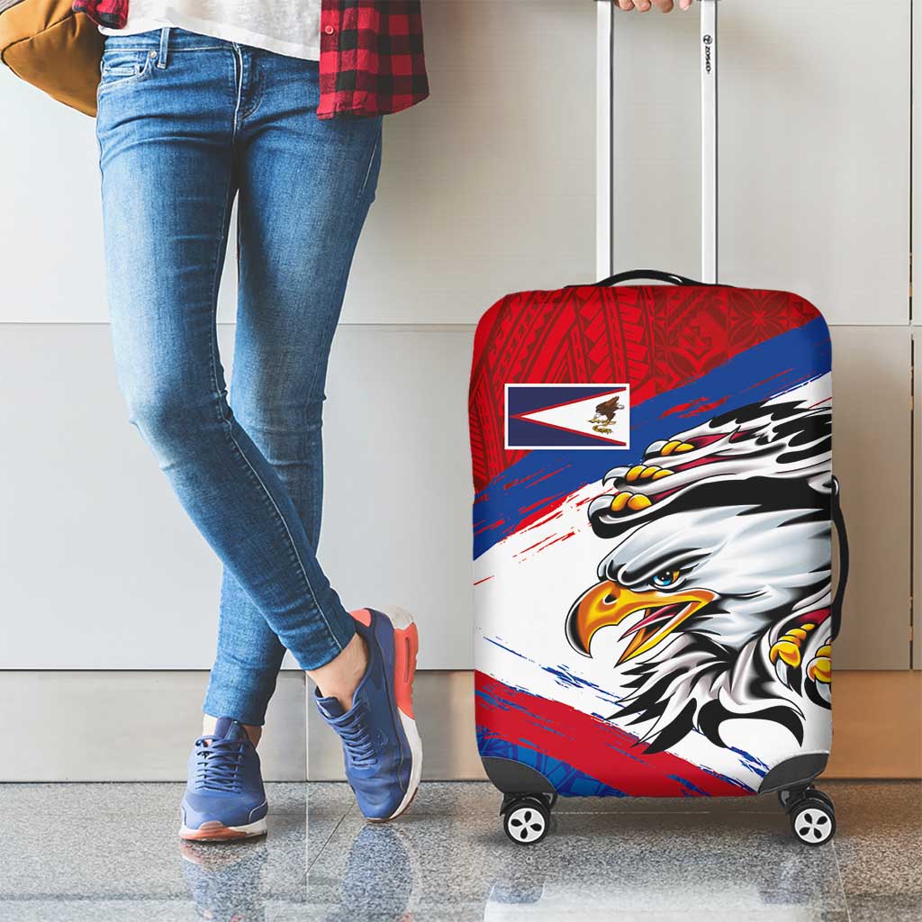 American Samoa Flag Day Luggage Cover Polynesian Art Geometric with Flag Brush Style LT03 - Polynesian Pride