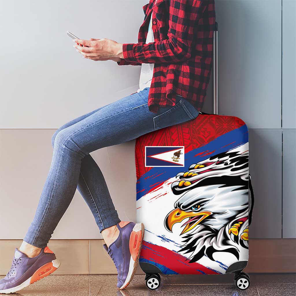 American Samoa Flag Day Luggage Cover Polynesian Art Geometric with Flag Brush Style LT03 - Polynesian Pride