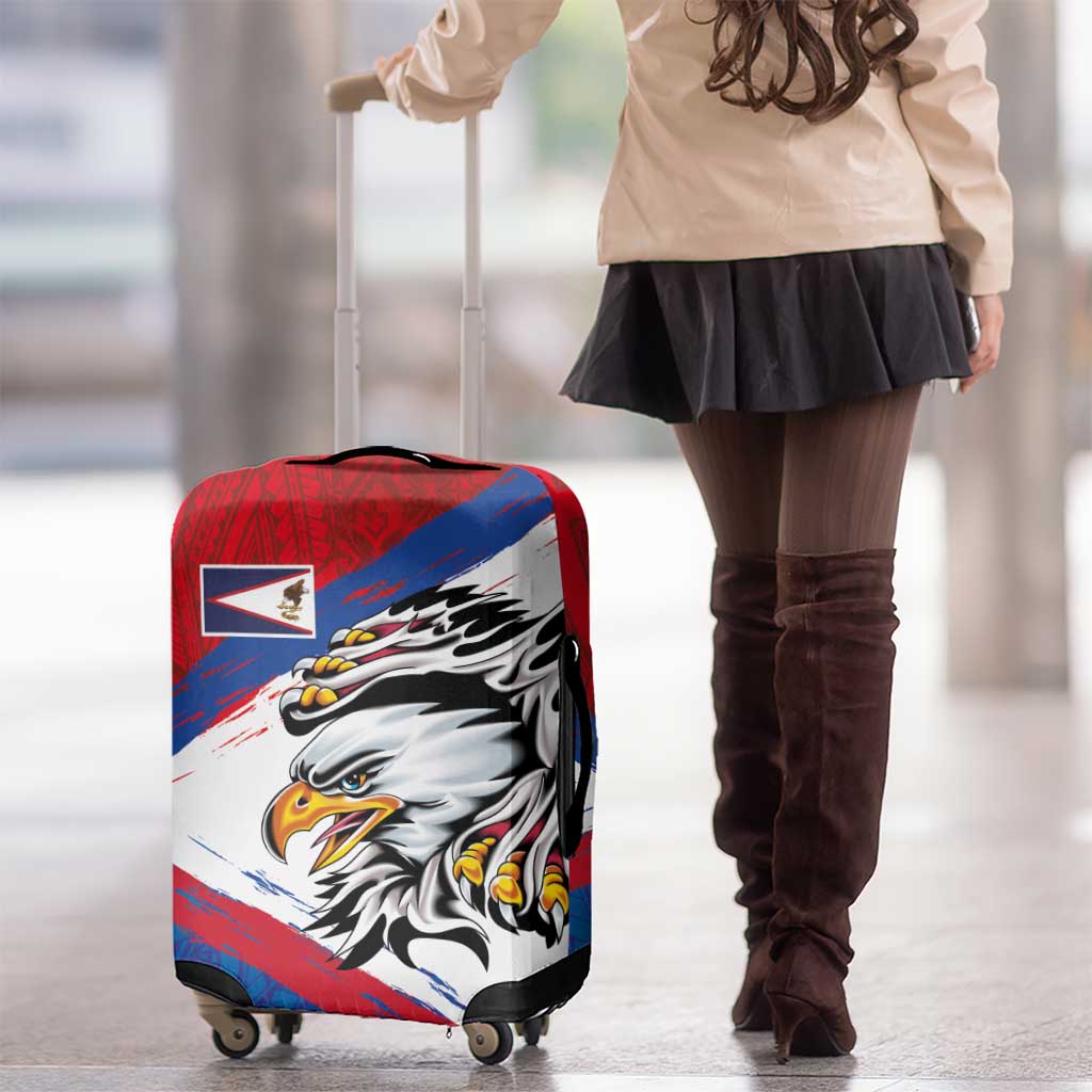 American Samoa Flag Day Luggage Cover Polynesian Art Geometric with Flag Brush Style LT03 - Polynesian Pride