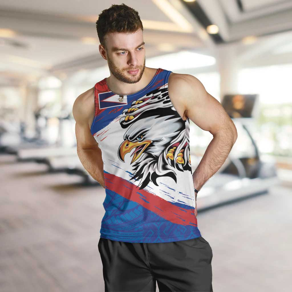 American Samoa Flag Day Men Tank Top Polynesian Art Geometric with Flag Brush Style LT03 Multicolor - Polynesian Pride