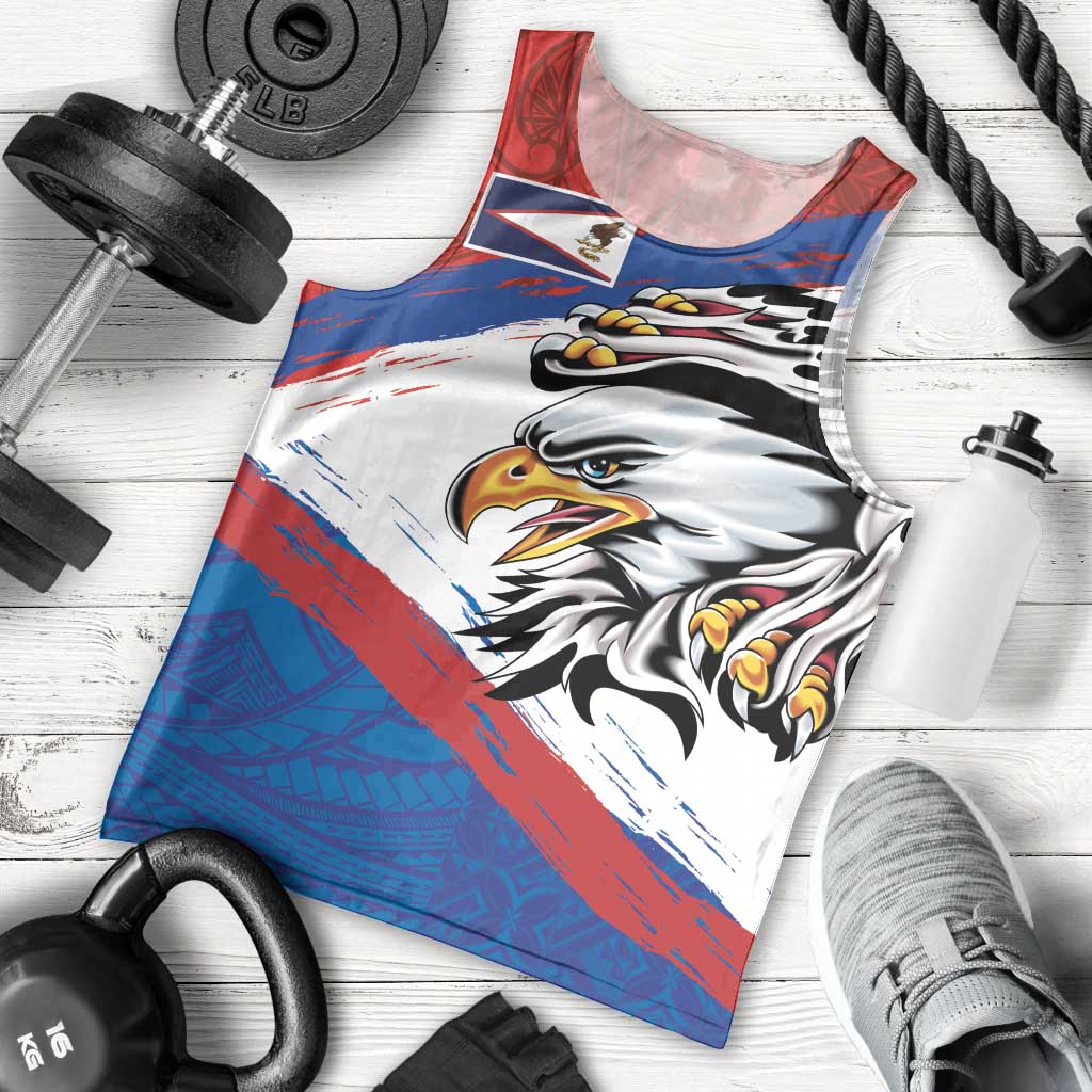 American Samoa Flag Day Men Tank Top Polynesian Art Geometric with Flag Brush Style LT03 - Polynesian Pride