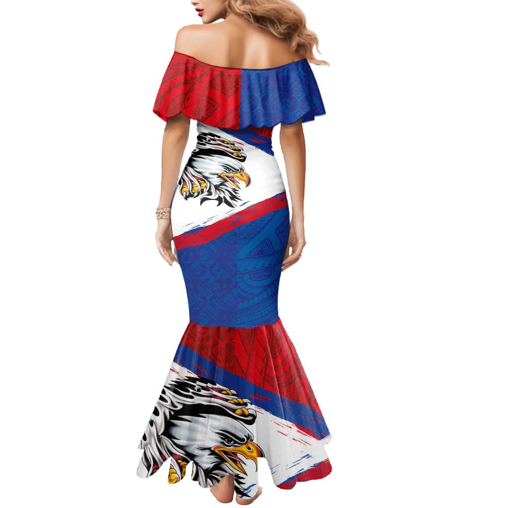American Samoa Flag Day Mermaid Dress Polynesian Art Geometric with Flag Brush Style LT03 - Polynesian Pride