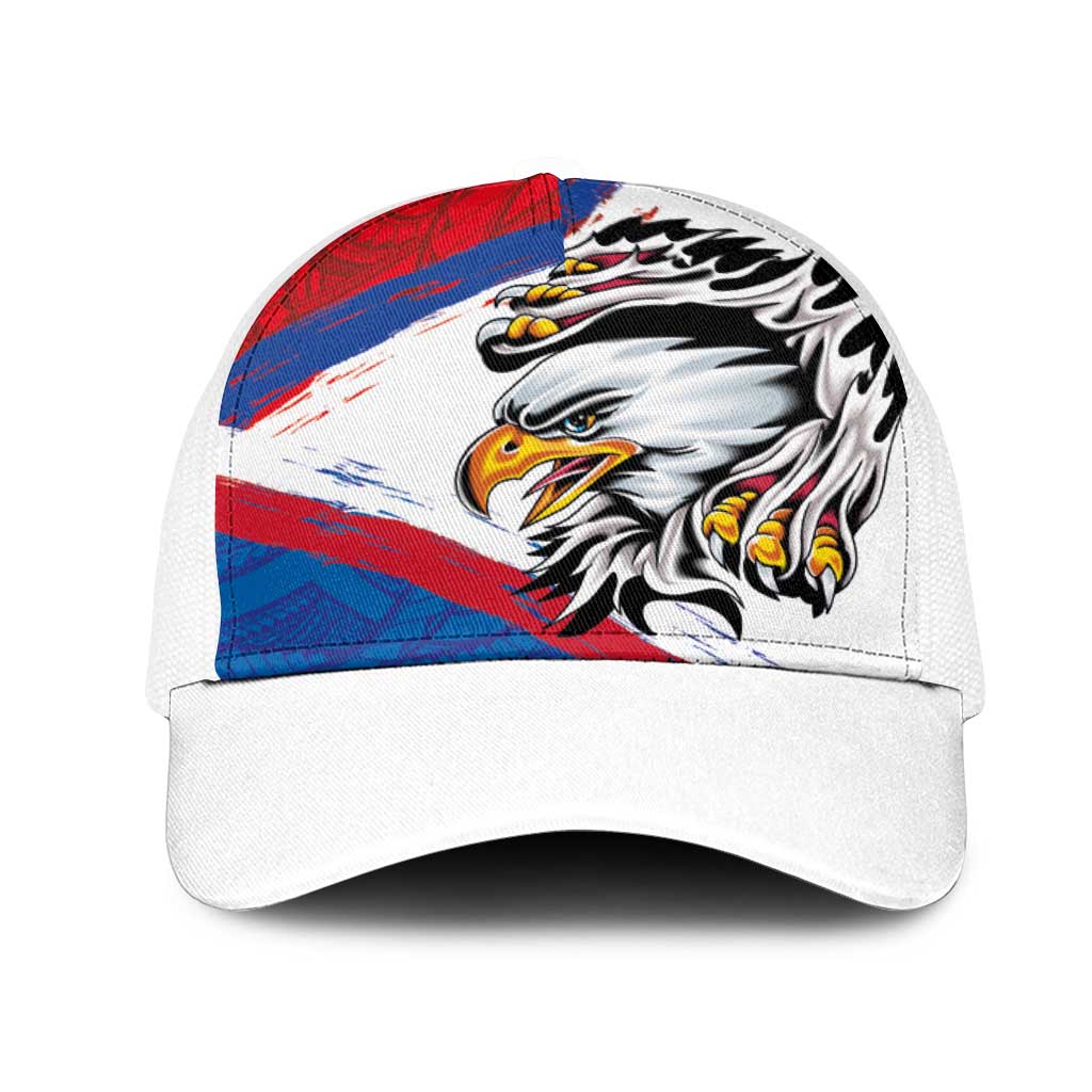 American Samoa Flag Day Mesh Trucker Cap Polynesian Art Geometric with Flag Brush Style LT03 One Size White Multicolor - Polynesian Pride