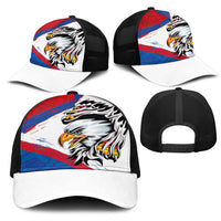 American Samoa Flag Day Mesh Trucker Cap Polynesian Art Geometric with Flag Brush Style LT03 - Polynesian Pride