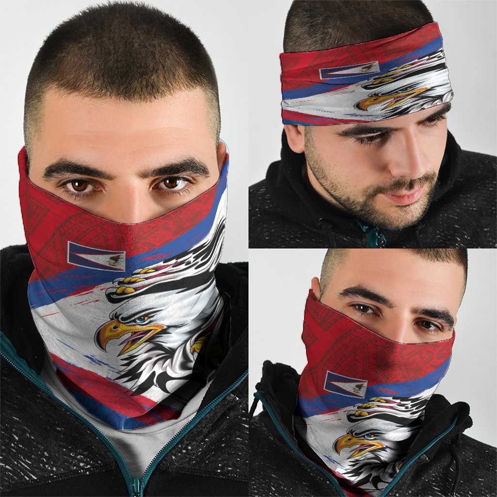 American Samoa Flag Day Neck Gaiter Polynesian Art Geometric with Flag Brush Style LT03 - Polynesian Pride