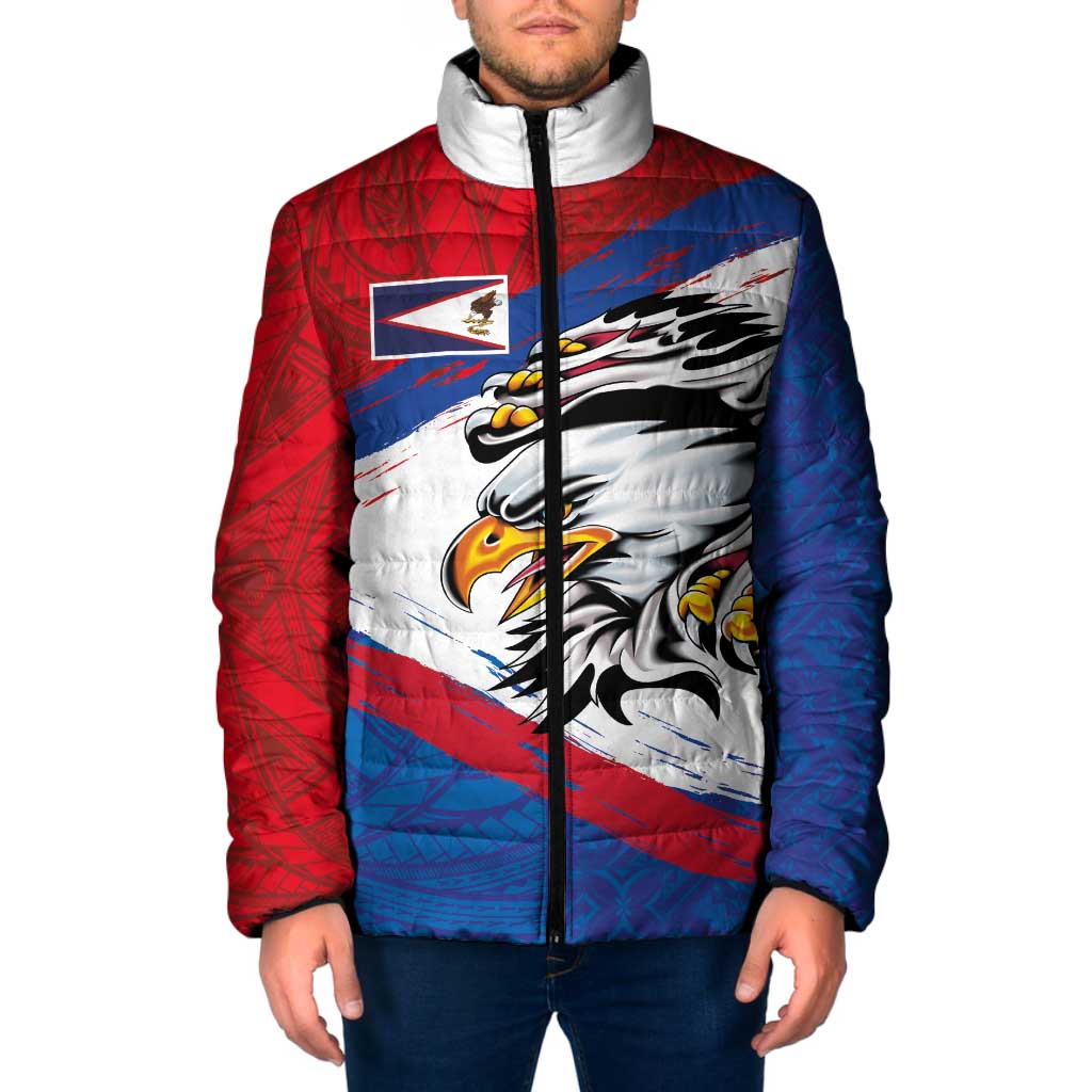 American Samoa Flag Day Padded Jacket Polynesian Art Geometric with Flag Brush Style LT03 Men Multicolor - Polynesian Pride