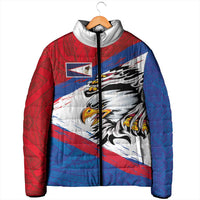 American Samoa Flag Day Padded Jacket Polynesian Art Geometric with Flag Brush Style LT03 - Polynesian Pride