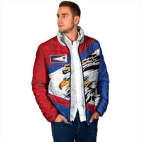American Samoa Flag Day Padded Jacket Polynesian Art Geometric with Flag Brush Style LT03 - Polynesian Pride