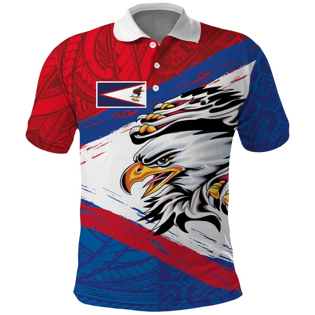 American Samoa Flag Day Polo Shirt Polynesian Art Geometric with Flag Brush Style LT03 Multicolor - Polynesian Pride