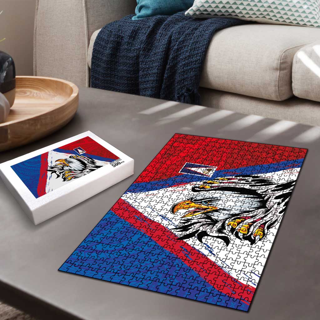American Samoa Flag Day Puzzle Polynesian Art Geometric with Flag Brush Style LT03 - Polynesian Pride