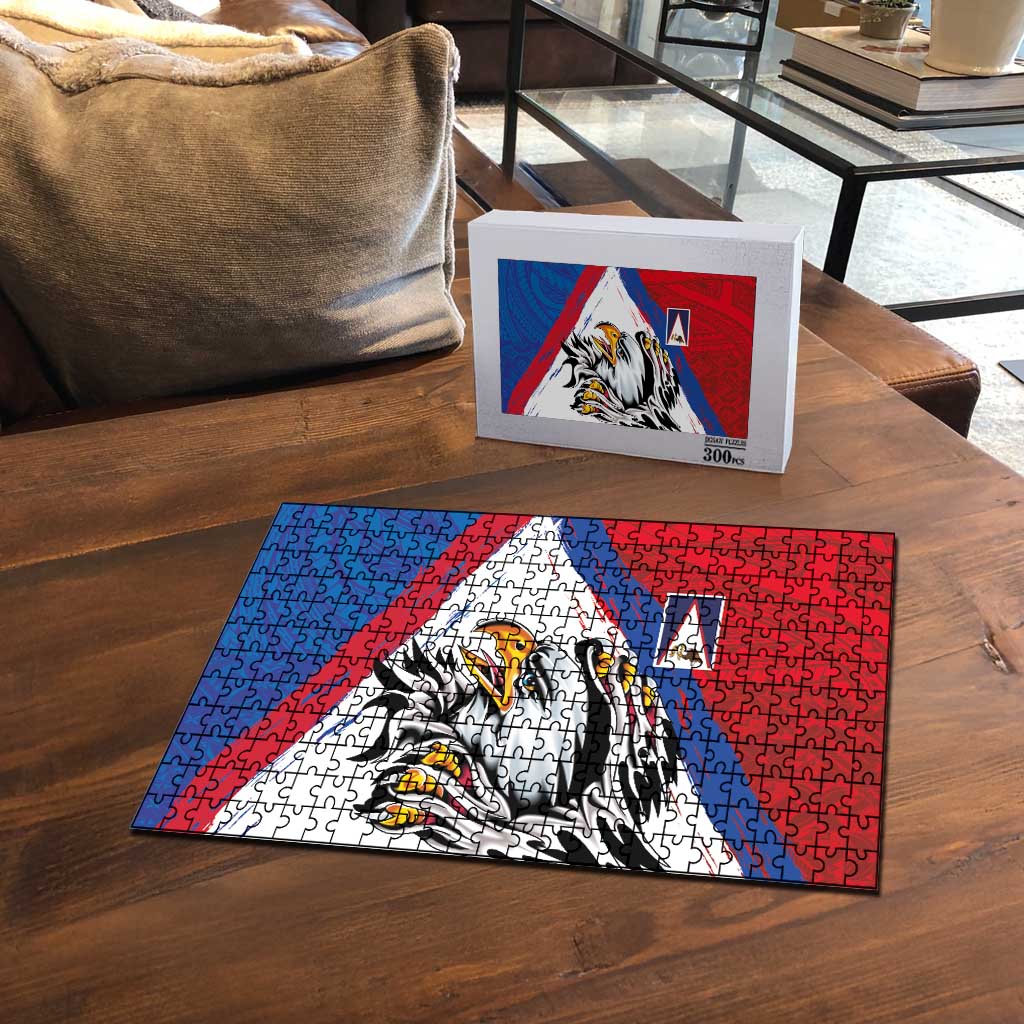 American Samoa Flag Day Puzzle Polynesian Art Geometric with Flag Brush Style LT03 - Polynesian Pride