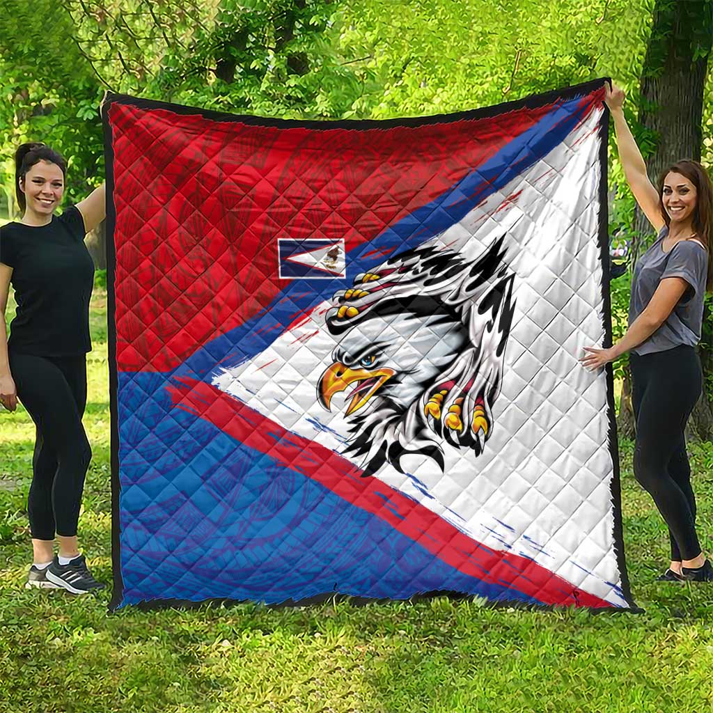 American Samoa Flag Day Quilt Polynesian Art Geometric with Flag Brush Style LT03 - Polynesian Pride