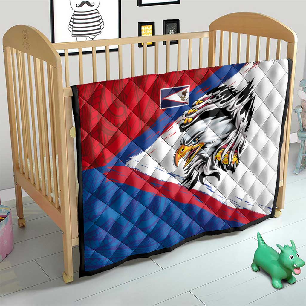 American Samoa Flag Day Quilt Polynesian Art Geometric with Flag Brush Style LT03 - Polynesian Pride