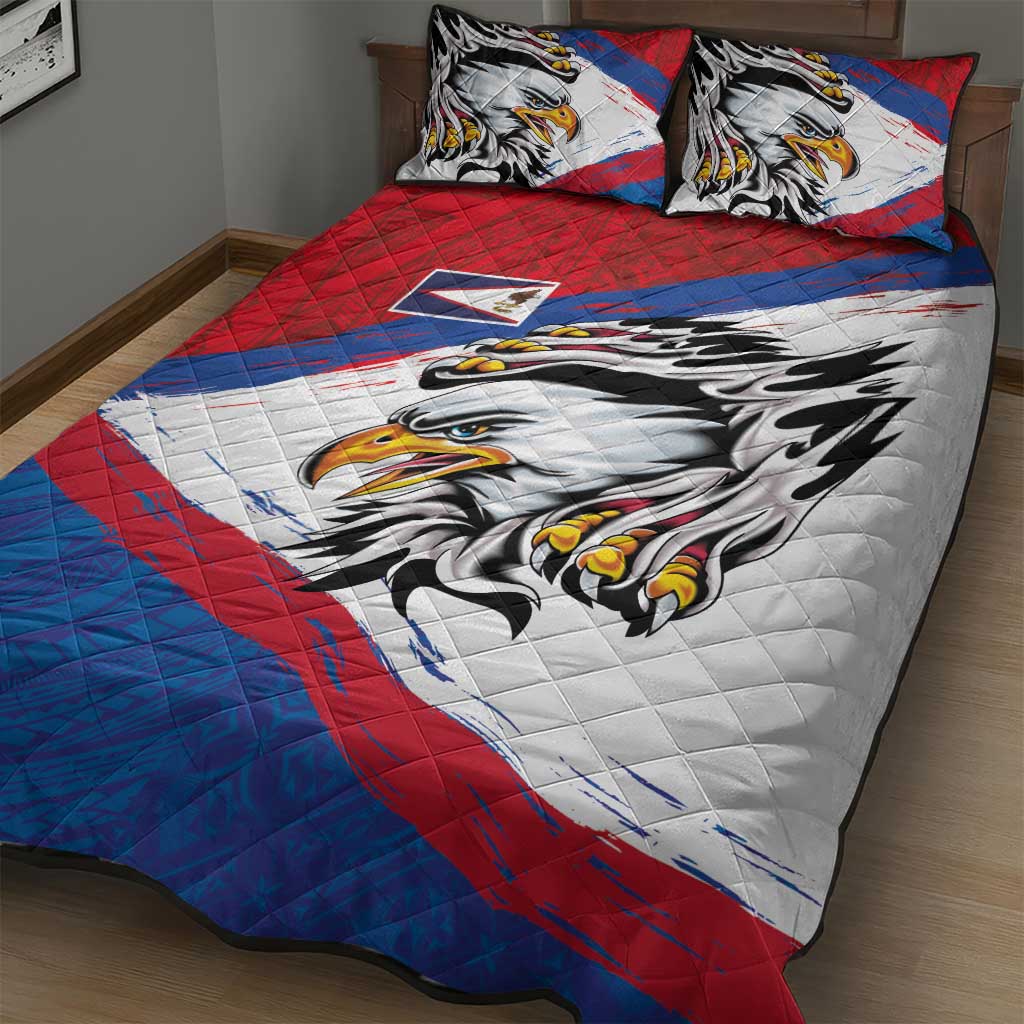 American Samoa Flag Day Quilt Bed Set Polynesian Art Geometric with Flag Brush Style LT03 - Polynesian Pride