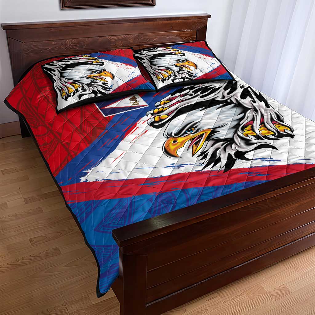 American Samoa Flag Day Quilt Bed Set Polynesian Art Geometric with Flag Brush Style LT03 - Polynesian Pride
