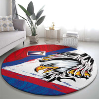 American Samoa Flag Day Round Carpet Polynesian Art Geometric with Flag Brush Style LT03 - Polynesian Pride