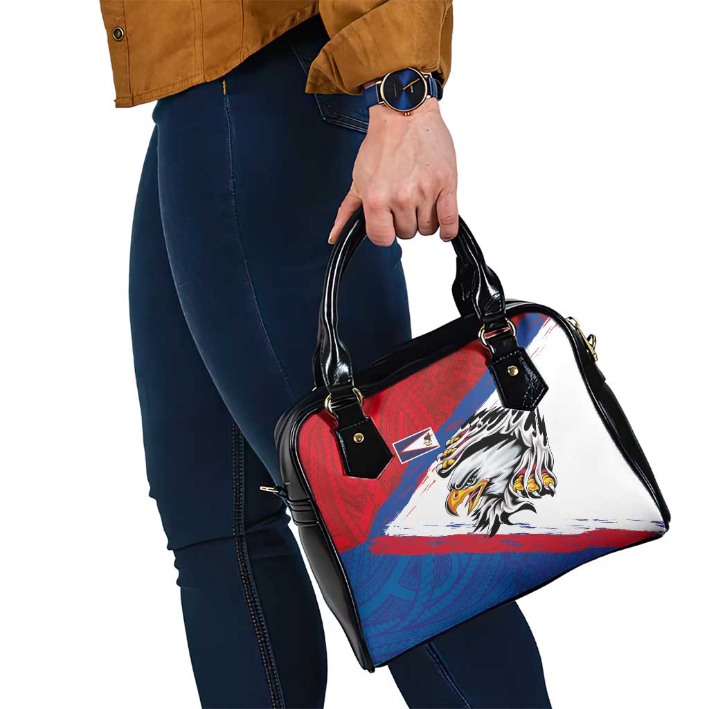 American Samoa Flag Day Shoulder Handbag Polynesian Art Geometric with Flag Brush Style LT03 - Polynesian Pride