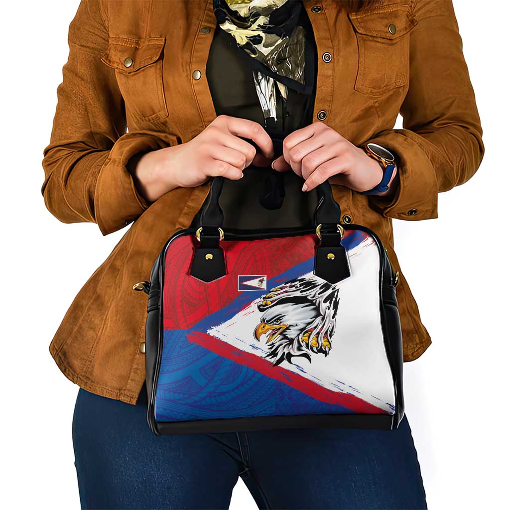 American Samoa Flag Day Shoulder Handbag Polynesian Art Geometric with Flag Brush Style LT03 - Polynesian Pride