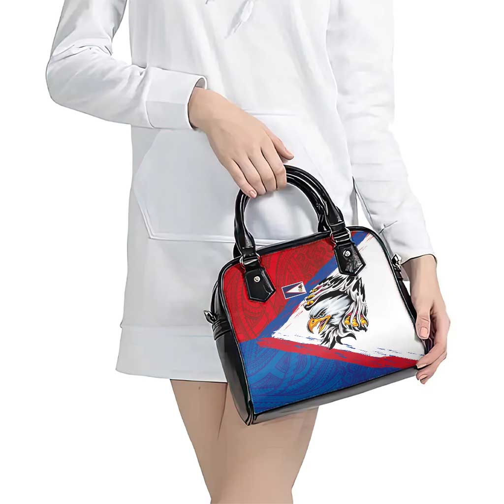 American Samoa Flag Day Shoulder Handbag Polynesian Art Geometric with Flag Brush Style LT03 - Polynesian Pride