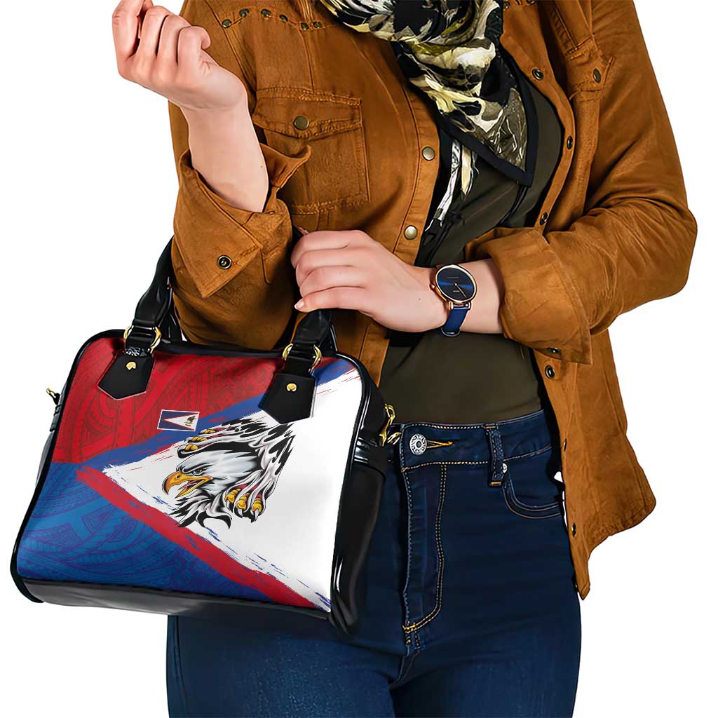 American Samoa Flag Day Shoulder Handbag Polynesian Art Geometric with Flag Brush Style LT03 - Polynesian Pride