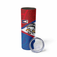 American Samoa Flag Day Skinny Tumbler Polynesian Art Geometric with Flag Brush Style LT03 - Polynesian Pride