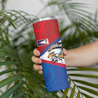American Samoa Flag Day Skinny Tumbler Polynesian Art Geometric with Flag Brush Style LT03 - Polynesian Pride